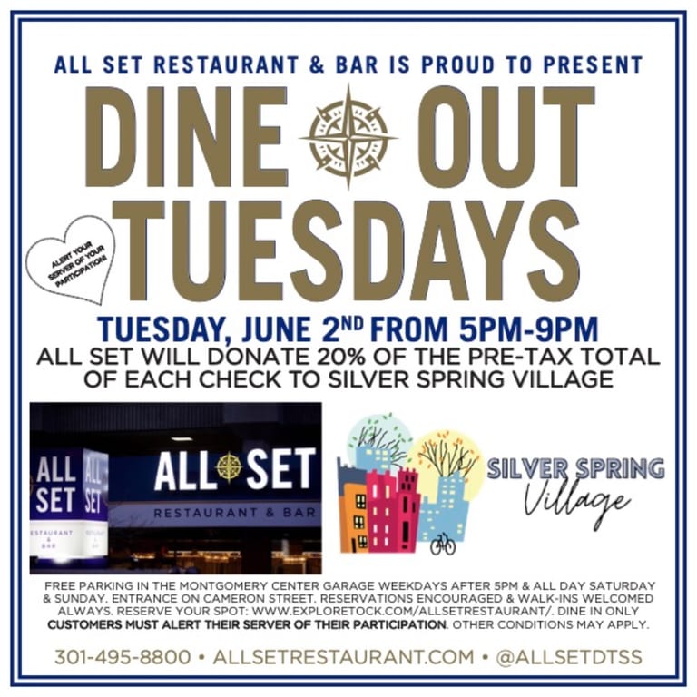 June 2nd - Silver Spring Village Dine Out 